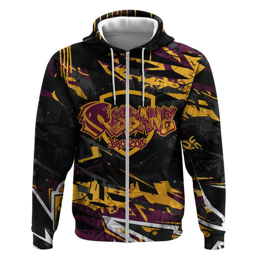 Personalized Brisbane Broncos Hoodie Graffiti Grunge Abstract Urban Street Style Design