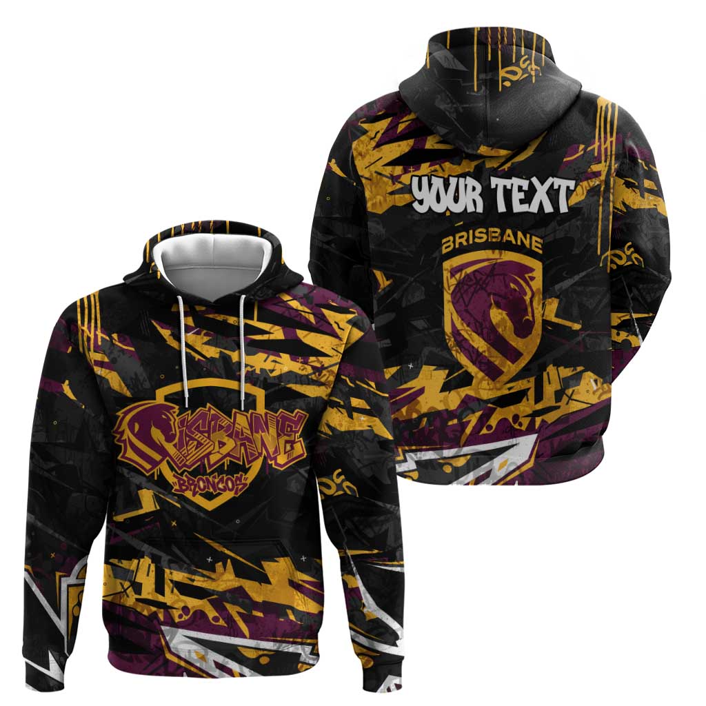 Personalized Brisbane Broncos Hoodie Graffiti Grunge Abstract Urban Street Style Design