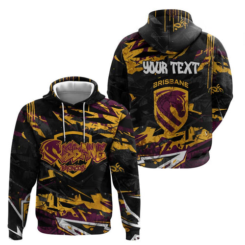 Personalized Brisbane Broncos Hoodie Graffiti Grunge Abstract Urban Street Style Design