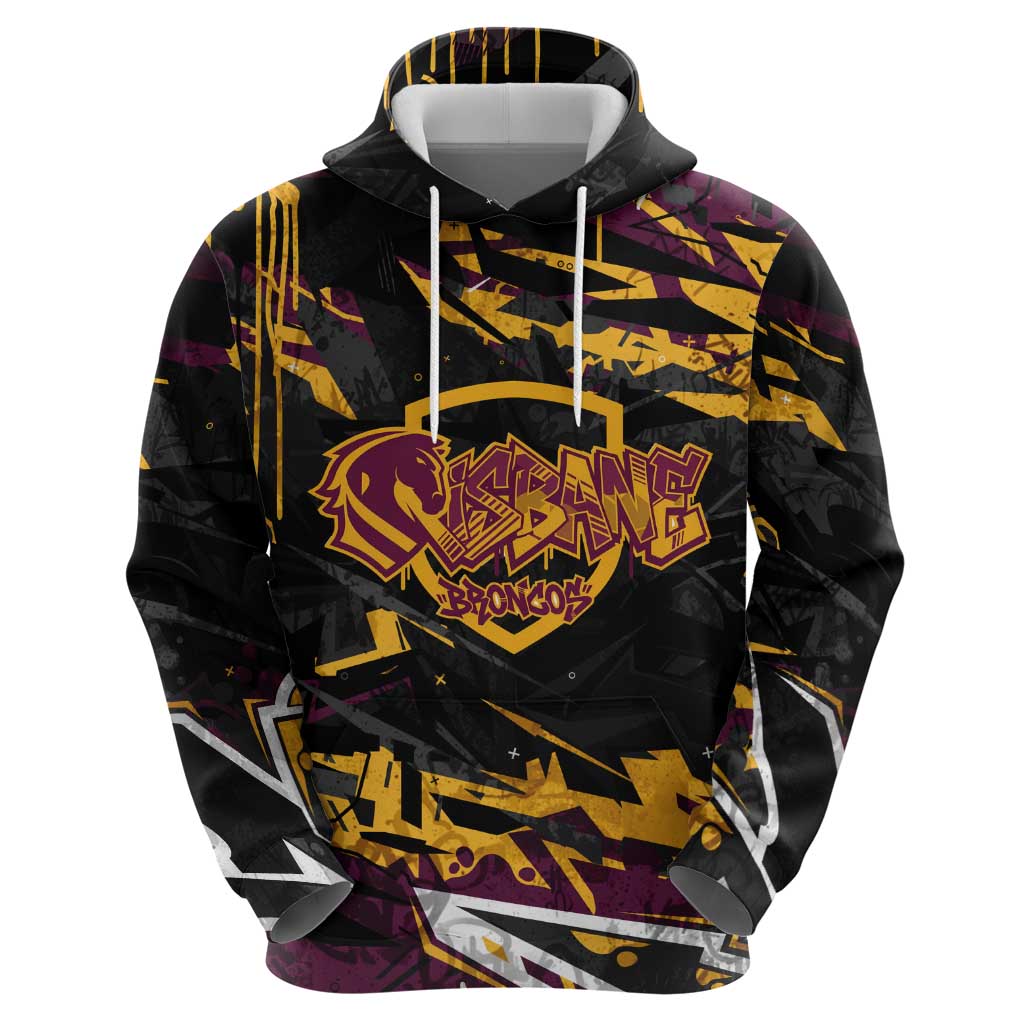 Personalized Brisbane Broncos Hoodie Graffiti Grunge Abstract Urban Street Style Design