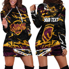 Personalized Brisbane Broncos Hoodie Dress Graffiti Grunge Abstract Urban Street Style Design