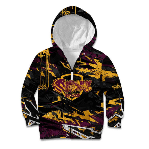 Personalized Brisbane Broncos Kid Hoodie Graffiti Grunge Abstract Urban Street Style Design