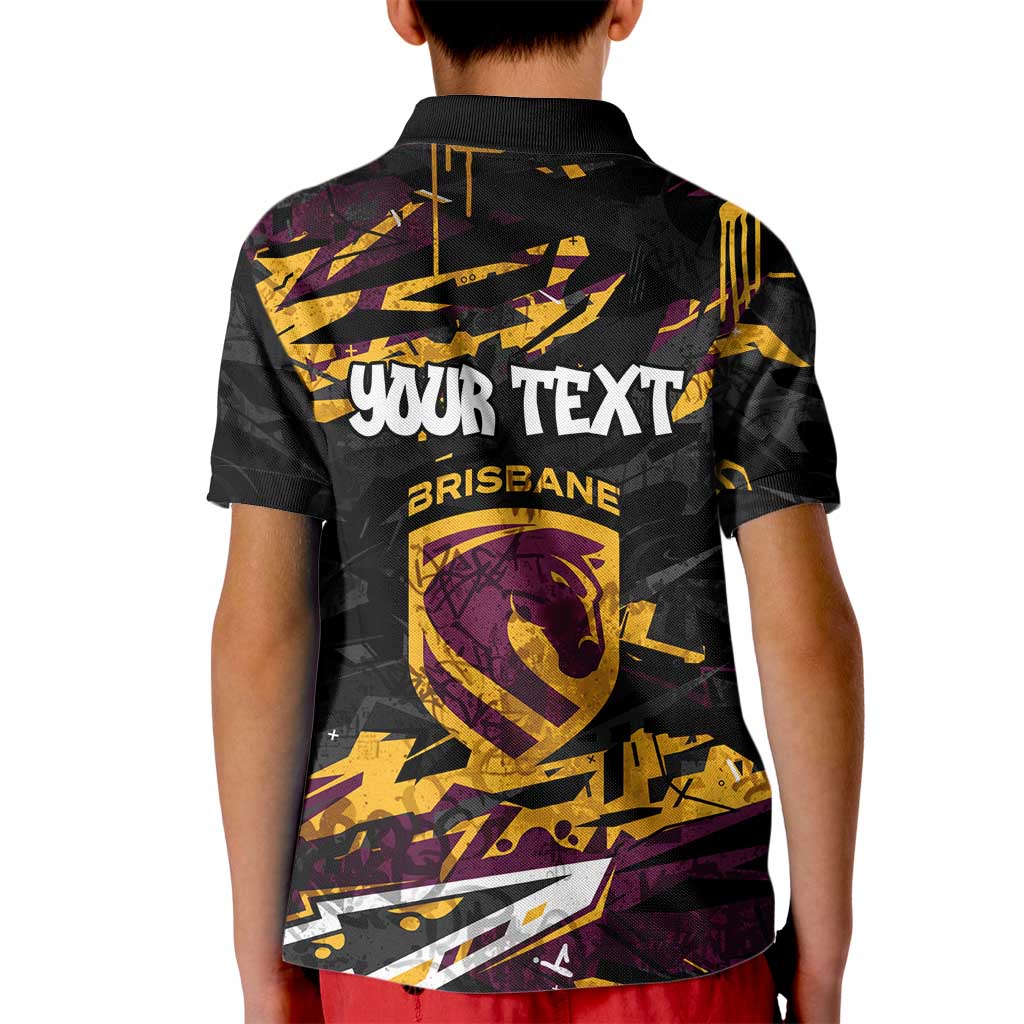 Personalized Brisbane Broncos Kid Polo Shirt Graffiti Grunge Abstract Urban Street Style Design