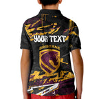 Personalized Brisbane Broncos Kid Polo Shirt Graffiti Grunge Abstract Urban Street Style Design