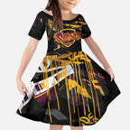 Personalized Brisbane Broncos Kid Short Sleeve Dress Graffiti Grunge Abstract Urban Street Style Design