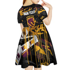 Personalized Brisbane Broncos Kid Short Sleeve Dress Graffiti Grunge Abstract Urban Street Style Design