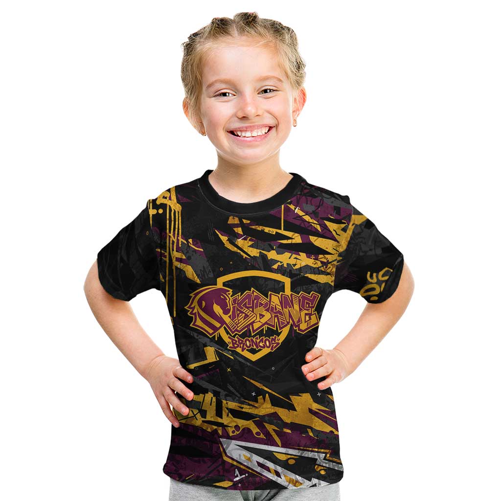Personalized Brisbane Broncos Kid T Shirt Graffiti Grunge Abstract Urban Street Style Design