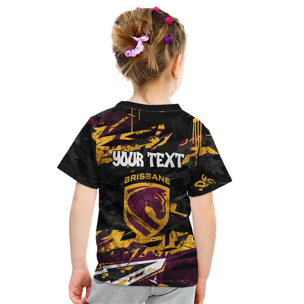 Personalized Brisbane Broncos Kid T Shirt Graffiti Grunge Abstract Urban Street Style Design