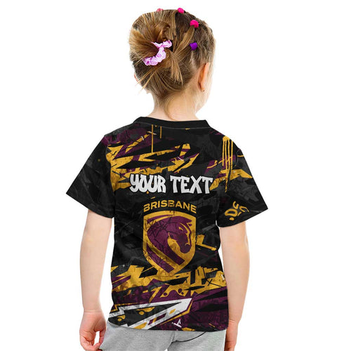 Personalized Brisbane Broncos Kid T Shirt Graffiti Grunge Abstract Urban Street Style Design
