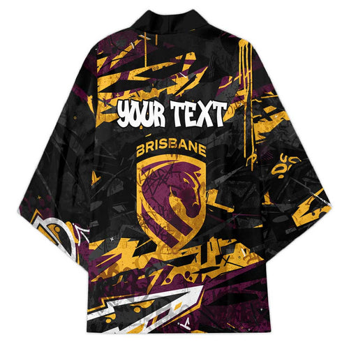 Personalized Brisbane Broncos Kimono Graffiti Grunge Abstract Urban Street Style Design