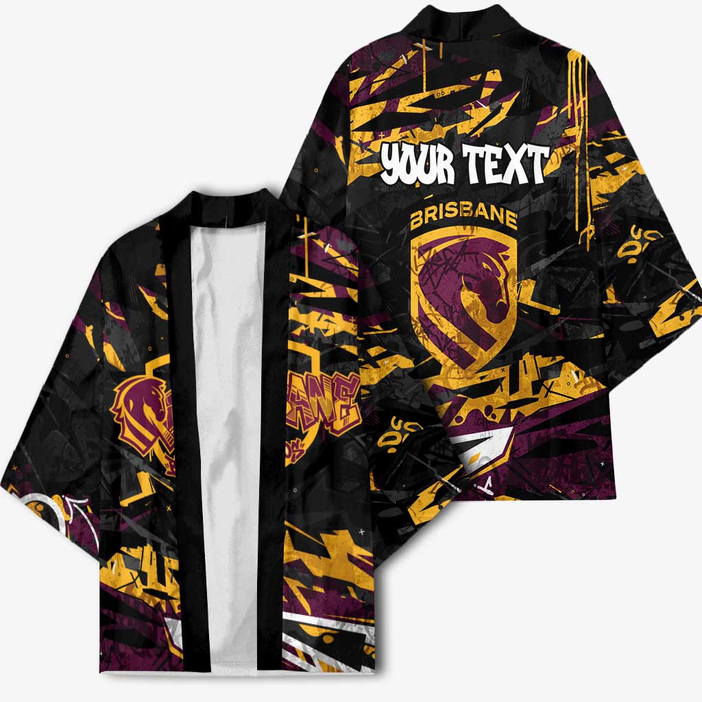 Personalized Brisbane Broncos Kimono Graffiti Grunge Abstract Urban Street Style Design