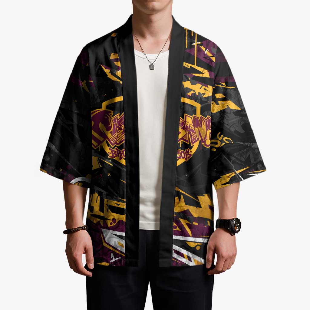 Personalized Brisbane Broncos Kimono Graffiti Grunge Abstract Urban Street Style Design