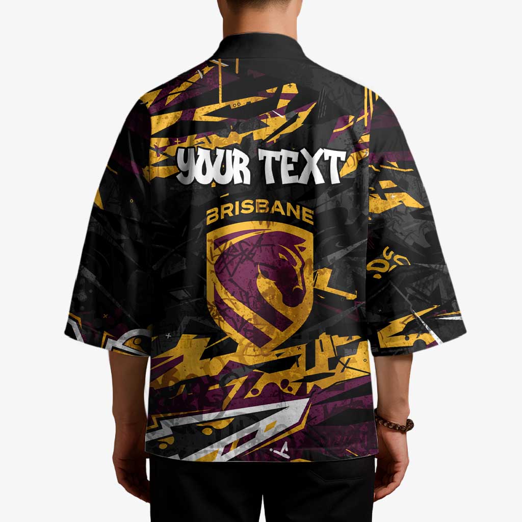 Personalized Brisbane Broncos Kimono Graffiti Grunge Abstract Urban Street Style Design
