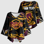 Personalized Brisbane Broncos Kimono Sleeve Blouse Graffiti Grunge Abstract Urban Street Style Design