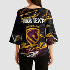 Personalized Brisbane Broncos Kimono Sleeve Blouse Graffiti Grunge Abstract Urban Street Style Design