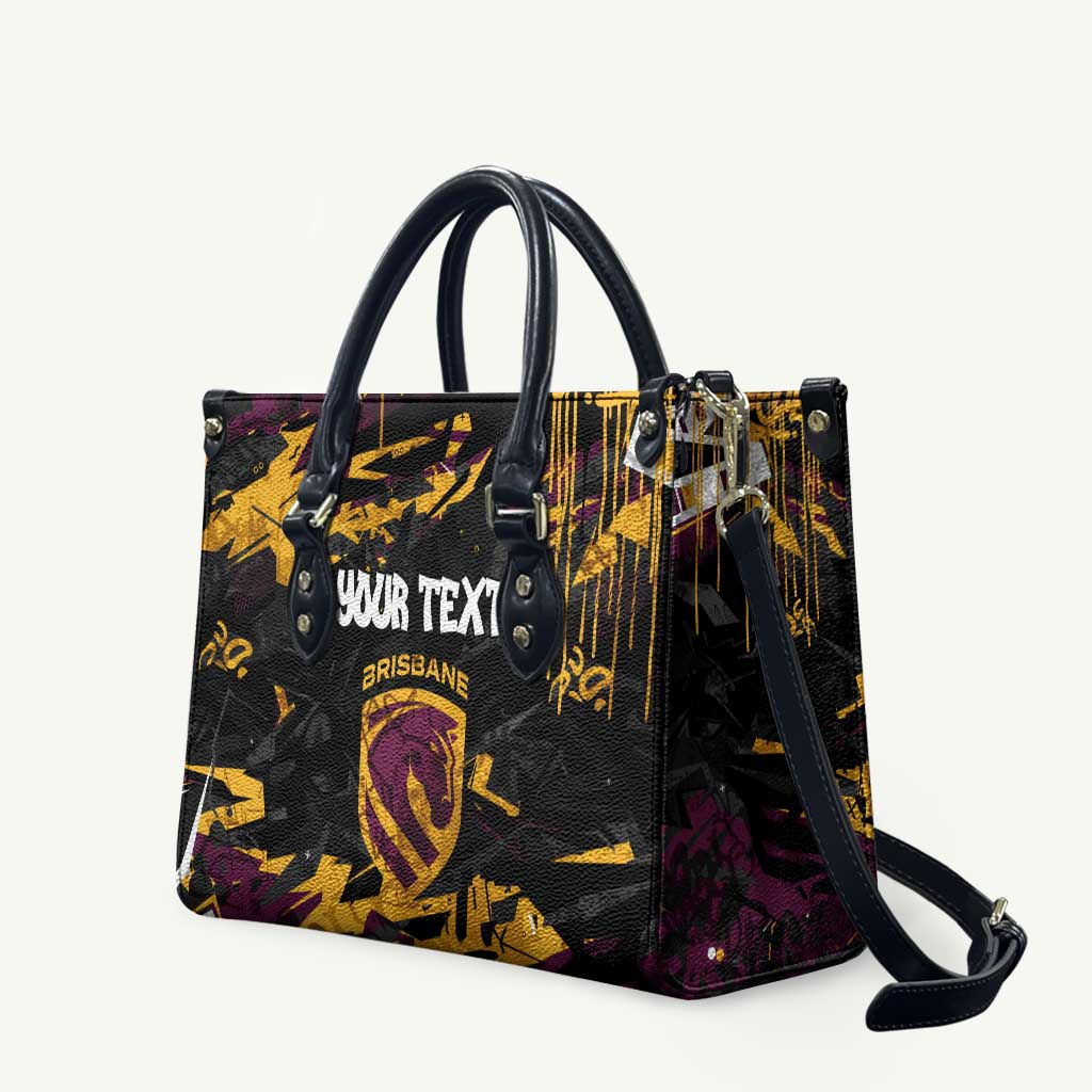Personalized Brisbane Broncos Leather Bag Graffiti Grunge Abstract Urban Street Style Design