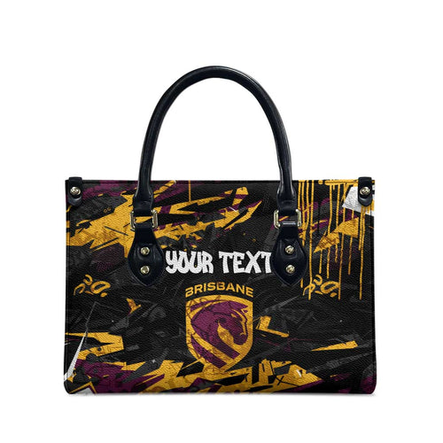 Personalized Brisbane Broncos Leather Bag Graffiti Grunge Abstract Urban Street Style Design