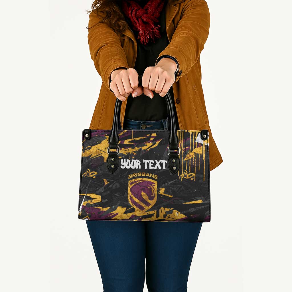 Personalized Brisbane Broncos Leather Bag Graffiti Grunge Abstract Urban Street Style Design