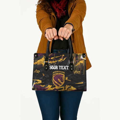 Personalized Brisbane Broncos Leather Bag Graffiti Grunge Abstract Urban Street Style Design