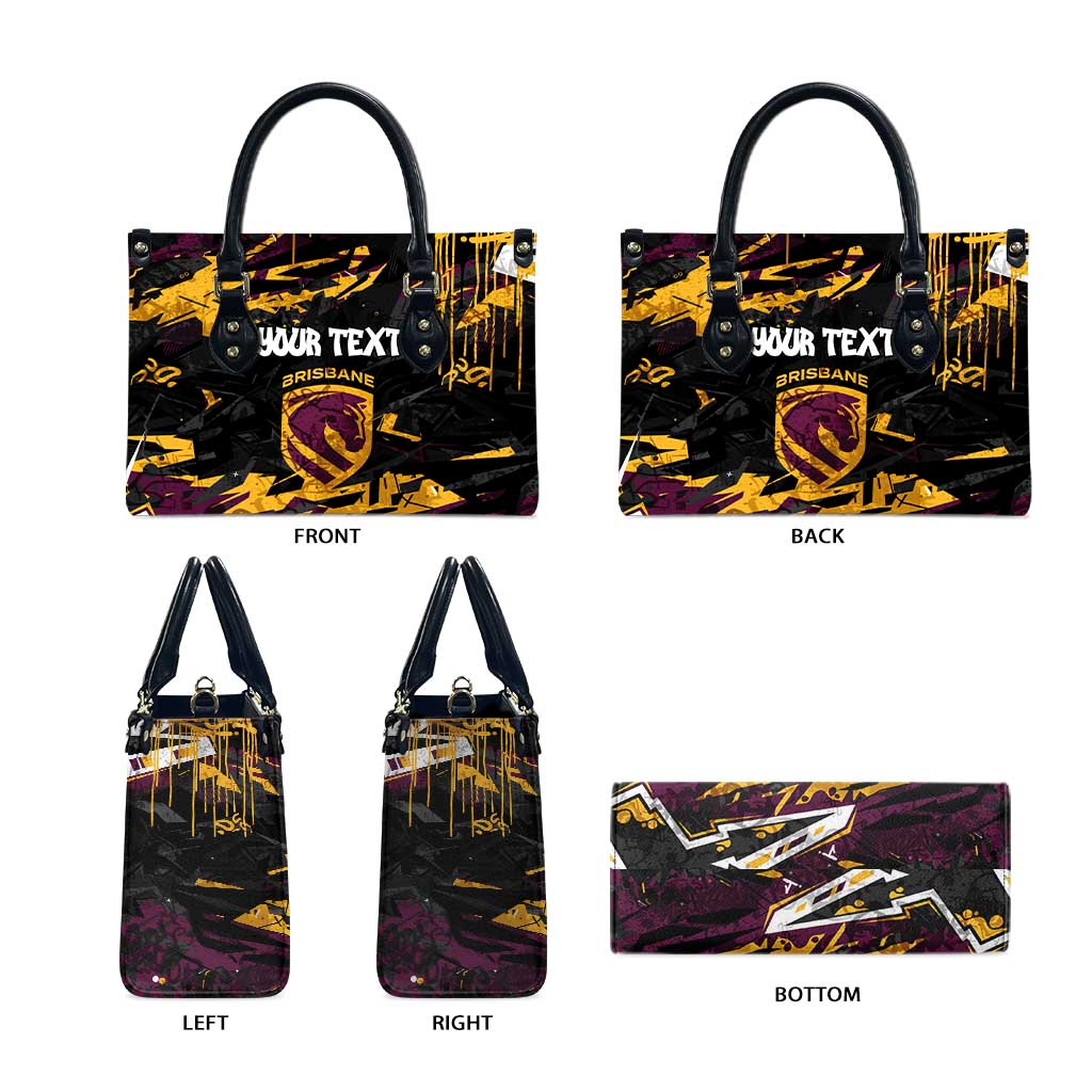Personalized Brisbane Broncos Leather Bag Graffiti Grunge Abstract Urban Street Style Design
