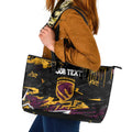 Personalized Brisbane Broncos Leather Tote Bag Graffiti Grunge Abstract Urban Street Style Design