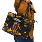 Personalized Brisbane Broncos Leather Tote Bag Graffiti Grunge Abstract Urban Street Style Design