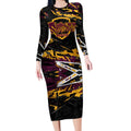 Personalized Brisbane Broncos Long Sleeve Bodycon Dress Graffiti Grunge Abstract Urban Street Style Design