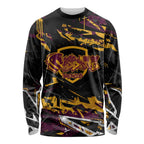 Personalized Brisbane Broncos Long Sleeve Shirt Graffiti Grunge Abstract Urban Street Style Design
