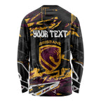 Personalized Brisbane Broncos Long Sleeve Shirt Graffiti Grunge Abstract Urban Street Style Design