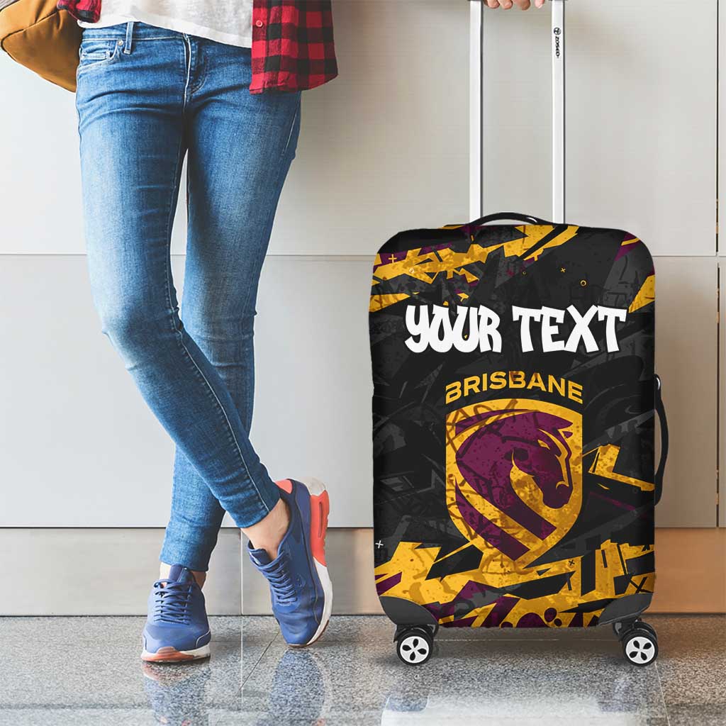Personalized Brisbane Broncos Luggage Cover Graffiti Grunge Abstract Urban Street Style Design