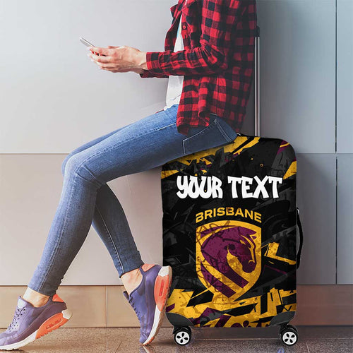 Personalized Brisbane Broncos Luggage Cover Graffiti Grunge Abstract Urban Street Style Design