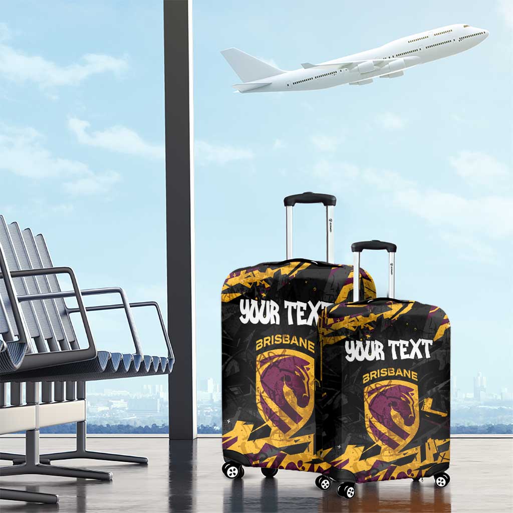 Personalized Brisbane Broncos Luggage Cover Graffiti Grunge Abstract Urban Street Style Design