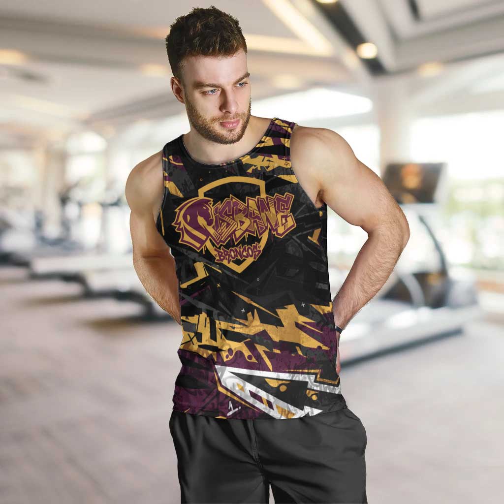 Personalized Brisbane Broncos Men Tank Top Graffiti Grunge Abstract Urban Street Style Design