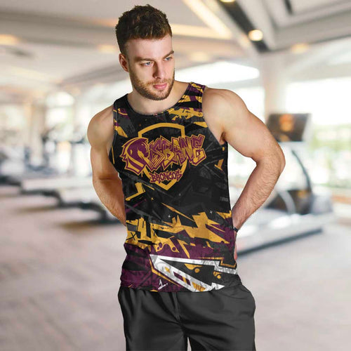 Personalized Brisbane Broncos Men Tank Top Graffiti Grunge Abstract Urban Street Style Design