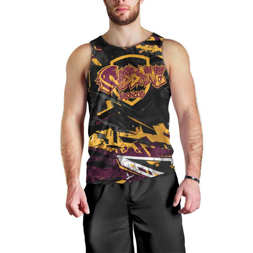 Personalized Brisbane Broncos Men Tank Top Graffiti Grunge Abstract Urban Street Style Design