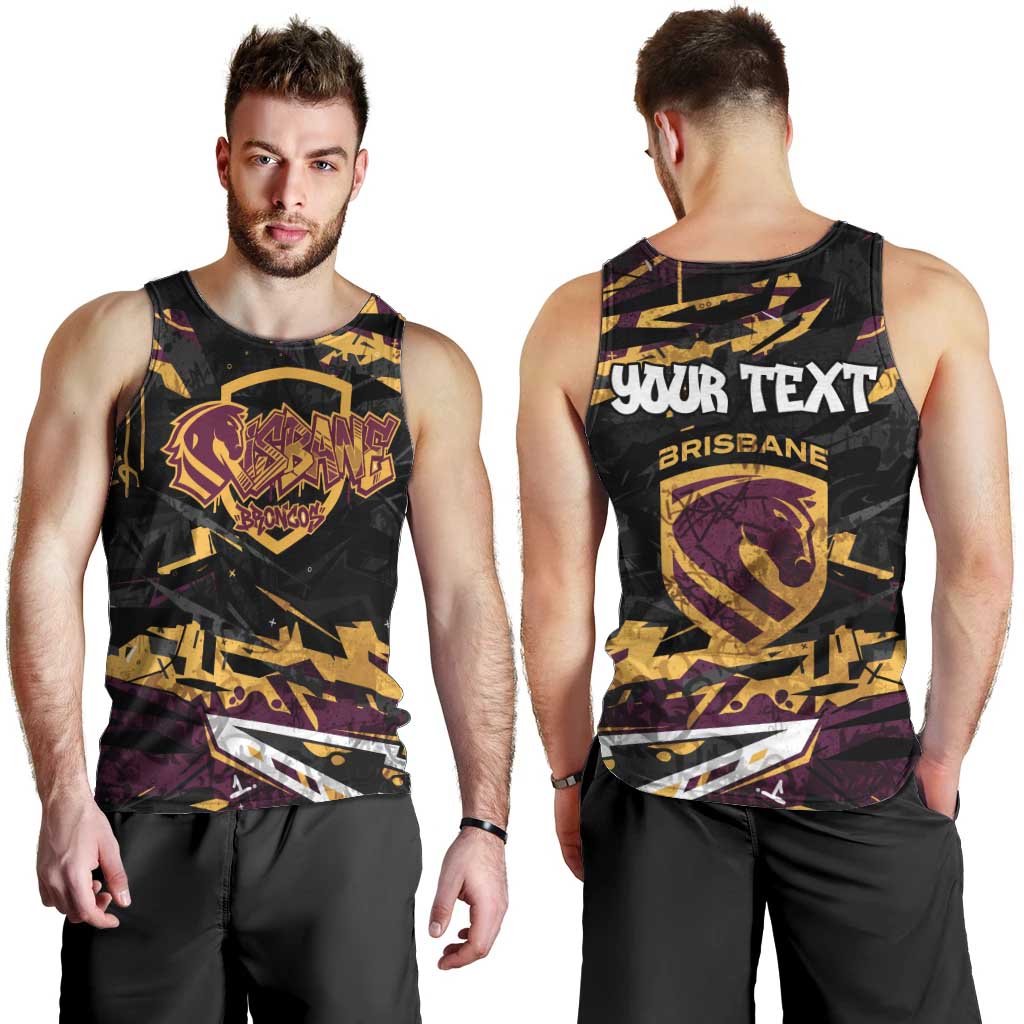 Personalized Brisbane Broncos Men Tank Top Graffiti Grunge Abstract Urban Street Style Design