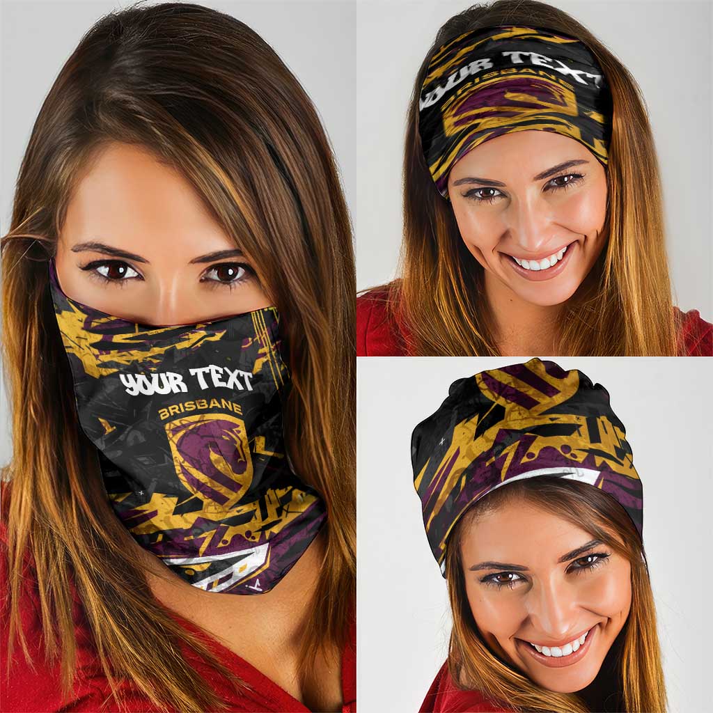 Personalized Brisbane Broncos Neck Gaiter Graffiti Grunge Abstract Urban Street Style Design