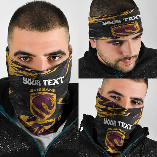 Personalized Brisbane Broncos Neck Gaiter Graffiti Grunge Abstract Urban Street Style Design
