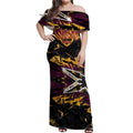 Personalized Brisbane Broncos Off Shoulder Maxi Dress Graffiti Grunge Abstract Urban Street Style Design