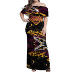 Personalized Brisbane Broncos Off Shoulder Maxi Dress Graffiti Grunge Abstract Urban Street Style Design