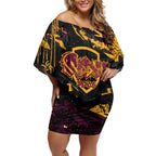 Personalized Brisbane Broncos Off Shoulder Short Dress Graffiti Grunge Abstract Urban Street Style Design