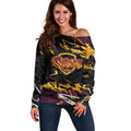 Personalized Brisbane Broncos Off Shoulder Sweater Graffiti Grunge Abstract Urban Street Style Design