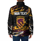 Personalized Brisbane Broncos Padded Jacket Graffiti Grunge Abstract Urban Street Style Design