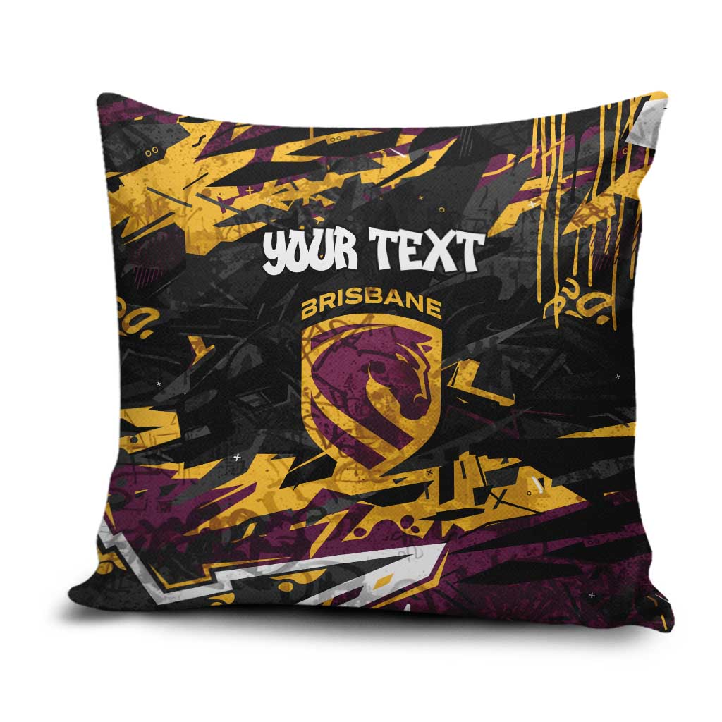 Personalized Brisbane Broncos Pillow Cover Graffiti Grunge Abstract Urban Street Style Design