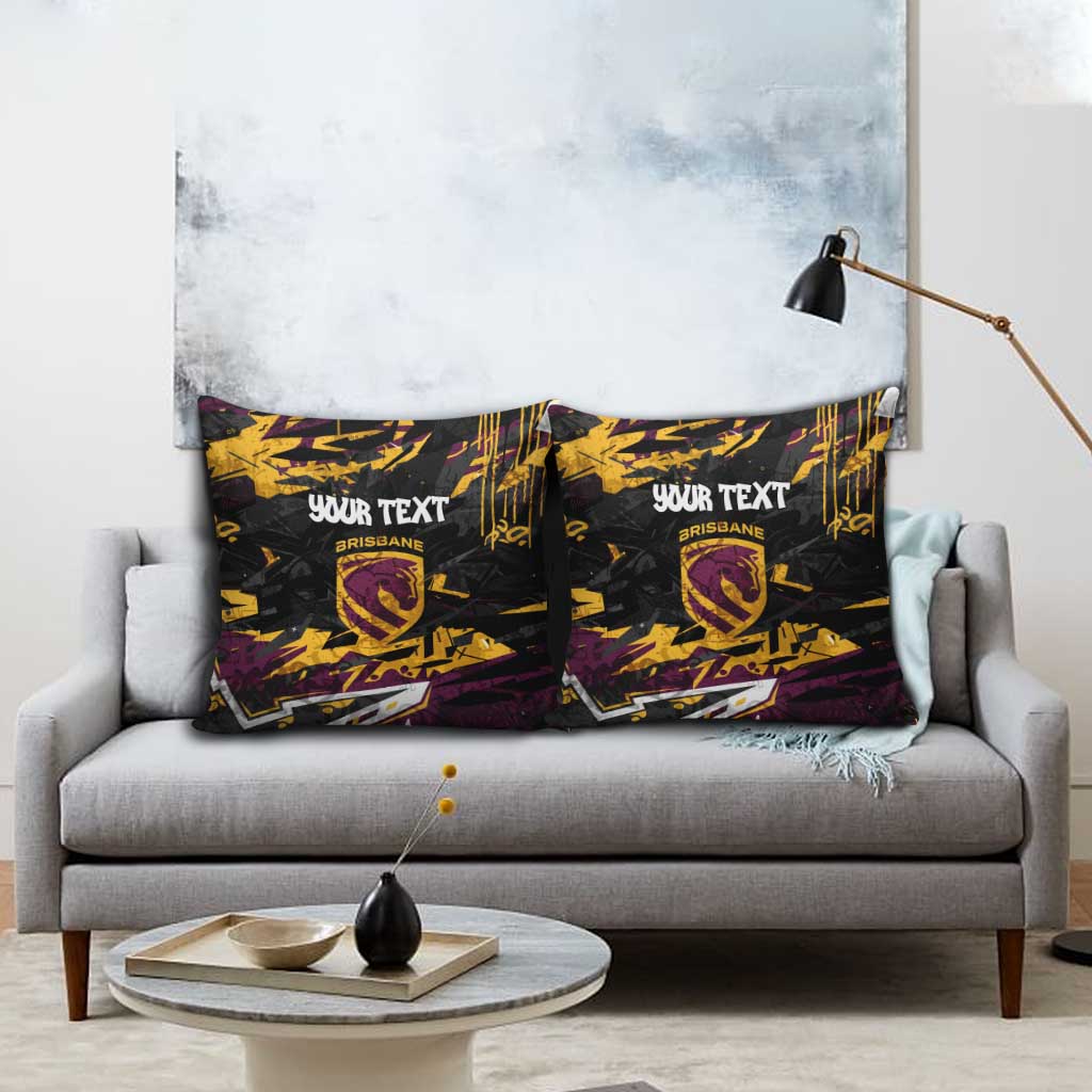 Personalized Brisbane Broncos Pillow Cover Graffiti Grunge Abstract Urban Street Style Design