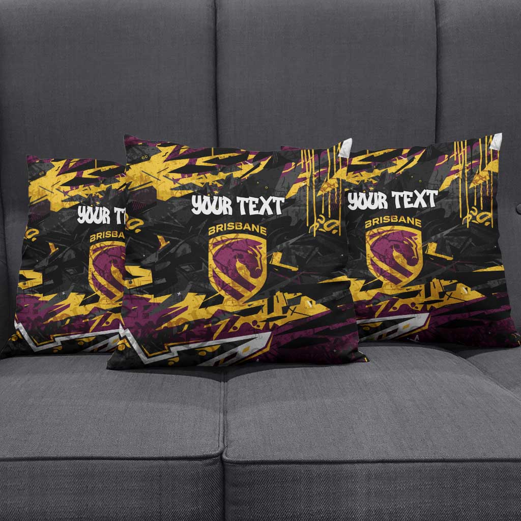 Personalized Brisbane Broncos Pillow Cover Graffiti Grunge Abstract Urban Street Style Design