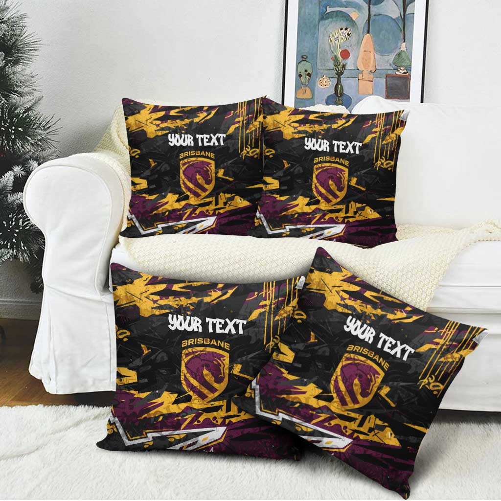 Personalized Brisbane Broncos Pillow Cover Graffiti Grunge Abstract Urban Street Style Design