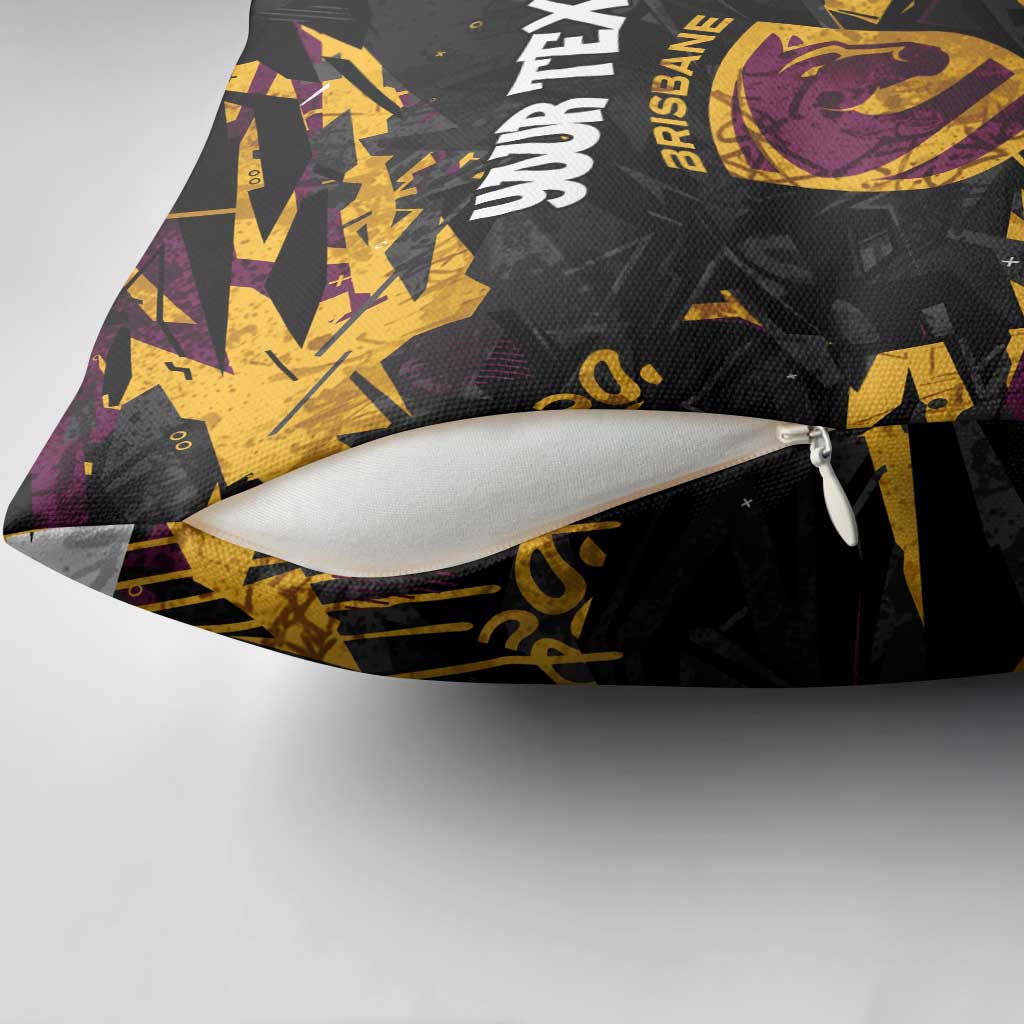Personalized Brisbane Broncos Pillow Cover Graffiti Grunge Abstract Urban Street Style Design
