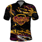 Personalized Brisbane Broncos Polo Shirt Graffiti Grunge Abstract Urban Street Style Design