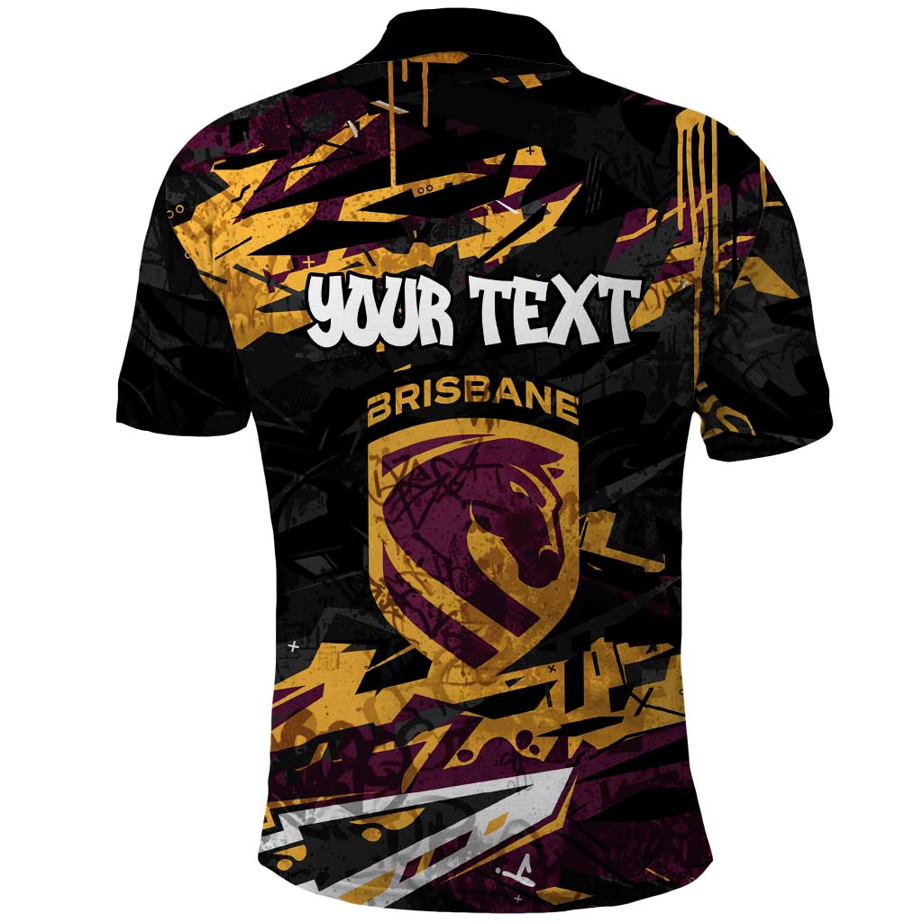 Personalized Brisbane Broncos Polo Shirt Graffiti Grunge Abstract Urban Street Style Design